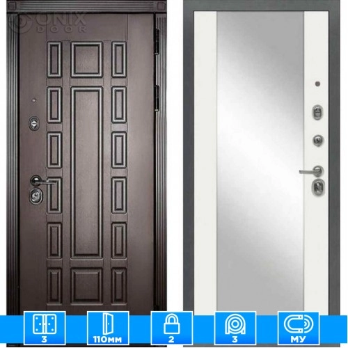 Входная дверь Мираж 121540 Белый/Венге