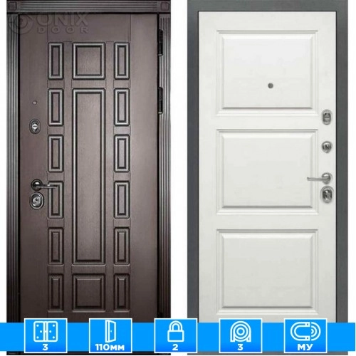 Входная дверь Мираж 121546 Белый/Венге