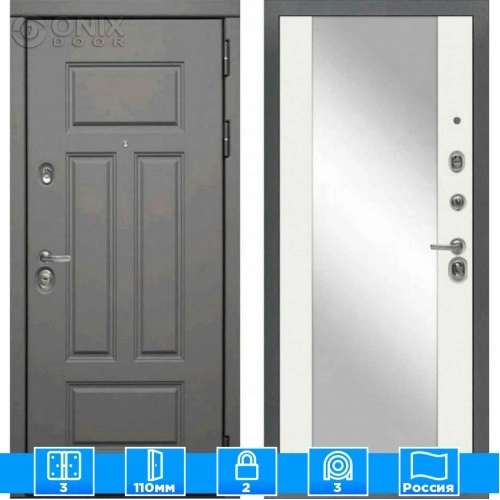 Входная дверь Мираж 121598 Белый/Серый